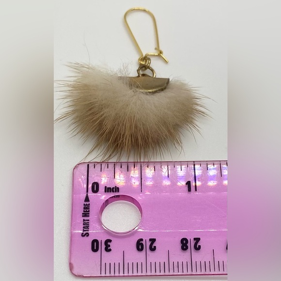 Pink/Cream Faux-Fur Gold Dangle Earring Set (2) Boho-chic Classic Preppy Party - Picture 9 of 9